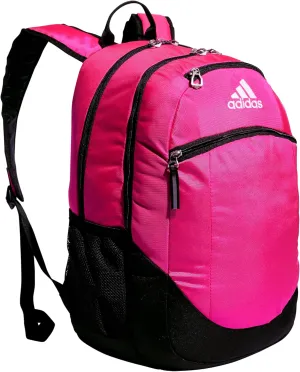 adidas Striker Team Sports Backpack Durable Athletic Gym Laptop Bag, Shock Pink/Black/White/2.0 (28L), One Size