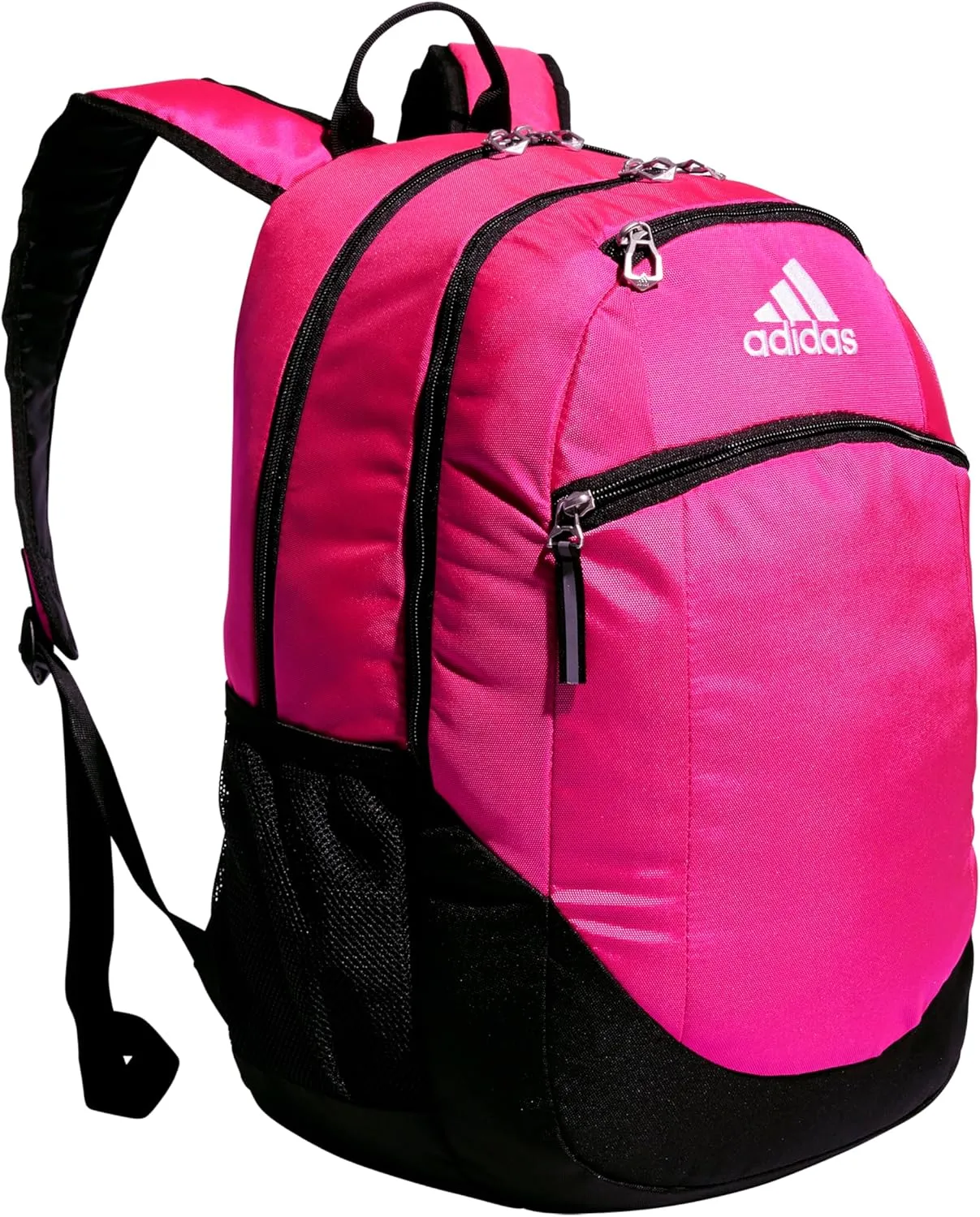 adidas Striker Team Sports Backpack Durable Athletic Gym Laptop Bag, Shock Pink/Black/White/2.0 (28L), One Size