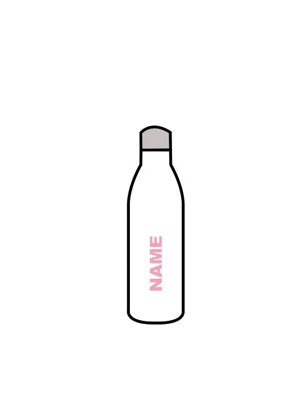 ADVANCE - WATER BOTTLE WHITE (IN-STOCK) - (NAME IN PINK)