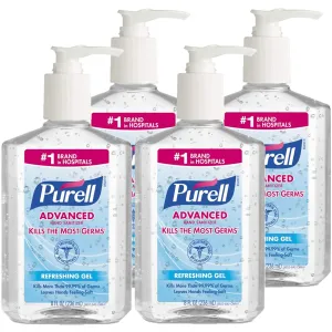 Advanced Hand Sanitizer Refreshing Gel, Clean Scent, 8 oz Pump Bottle / 4 Bottles