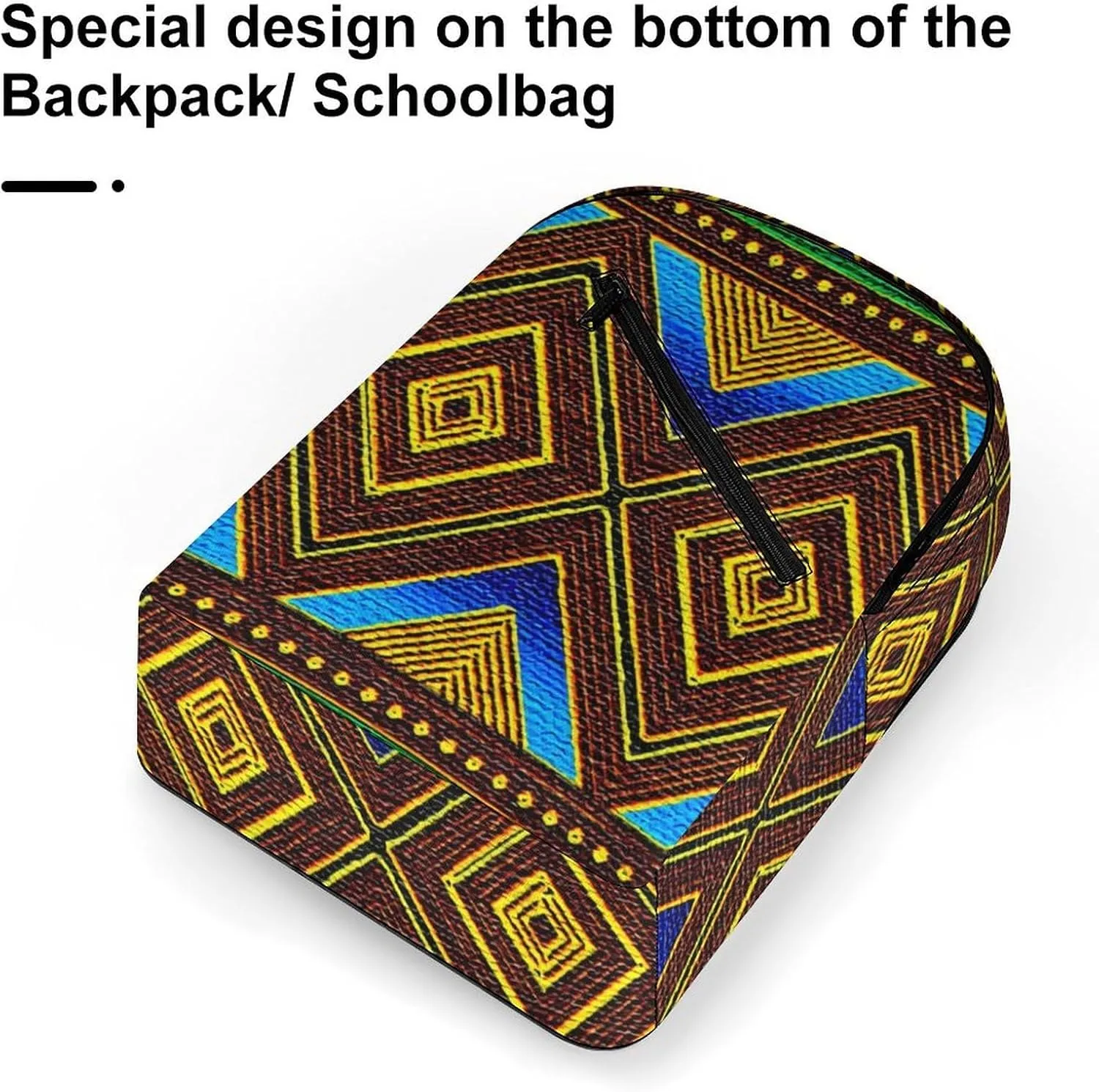 Afrocentric Tribal Motif Durable And Stylish Semi Full Print Backpack