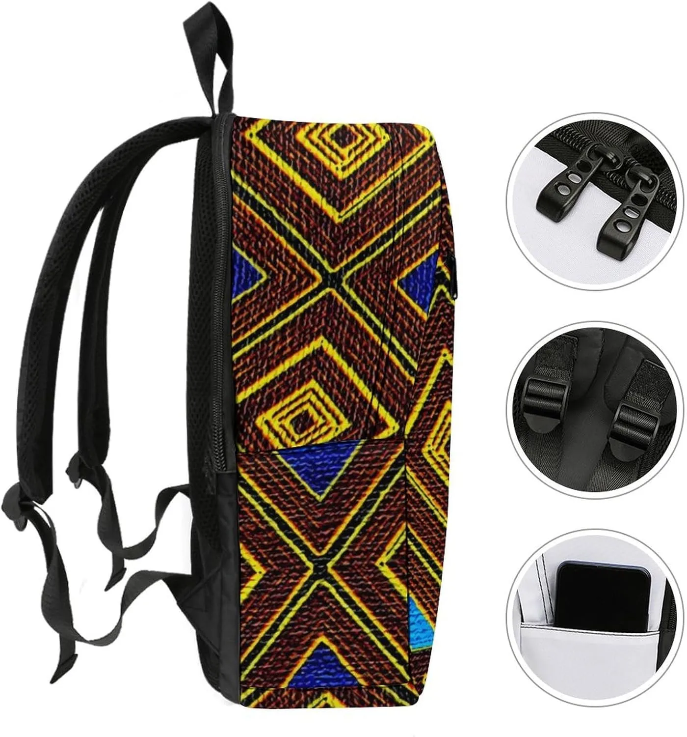 Afrocentric Tribal Motif Durable And Stylish Semi Full Print Backpack