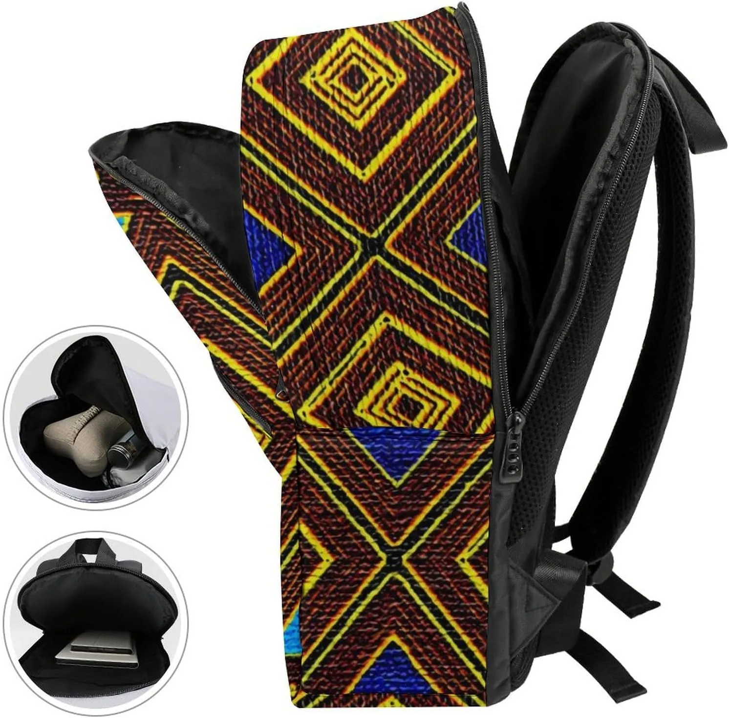 Afrocentric Tribal Motif Durable And Stylish Semi Full Print Backpack
