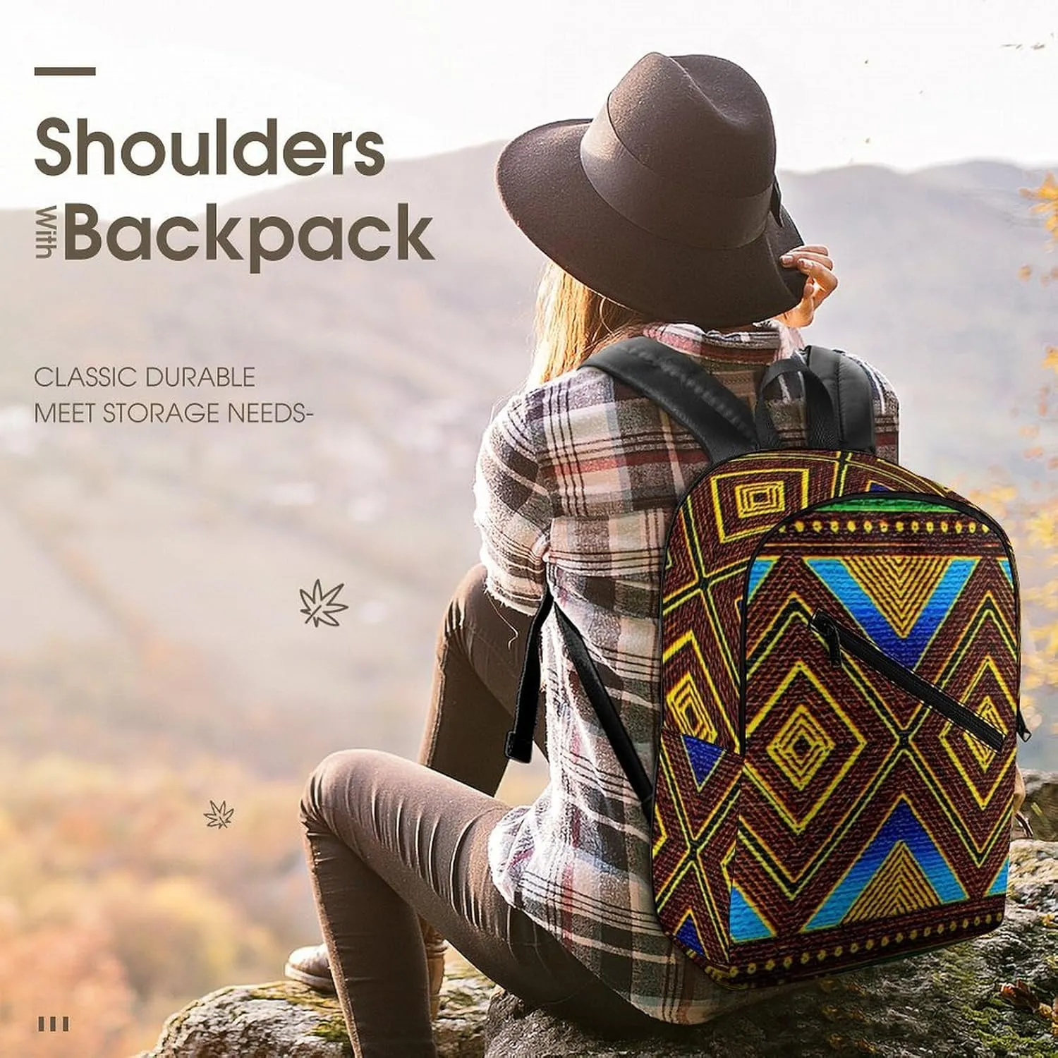 Afrocentric Tribal Motif Durable And Stylish Semi Full Print Backpack