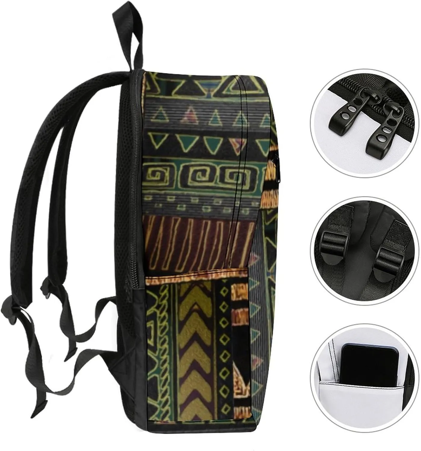 Afrocentric Tribal Motif Pattern Print Durable And Stylish Semi Full Print Backpack