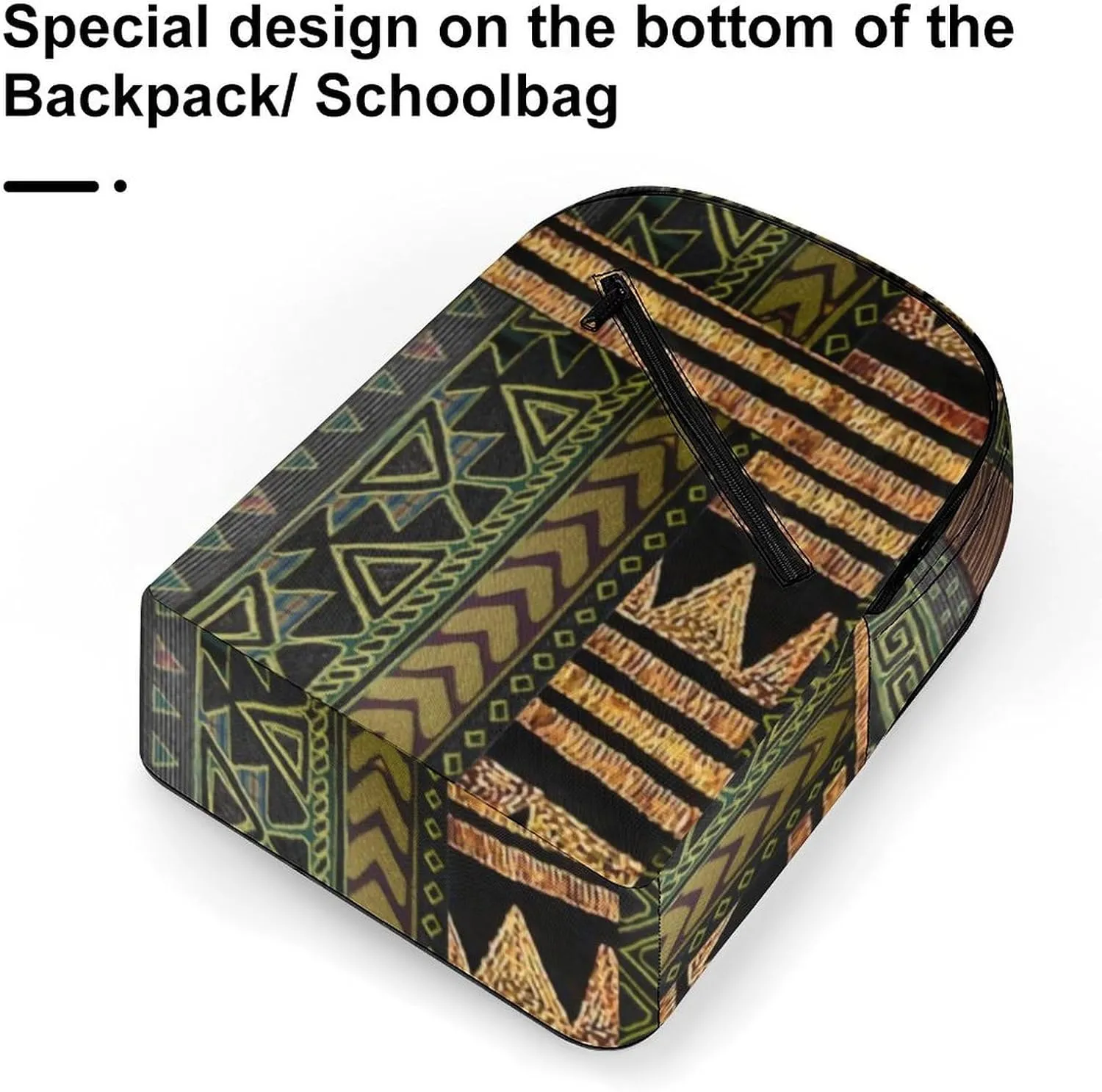 Afrocentric Tribal Motif Pattern Print Durable And Stylish Semi Full Print Backpack