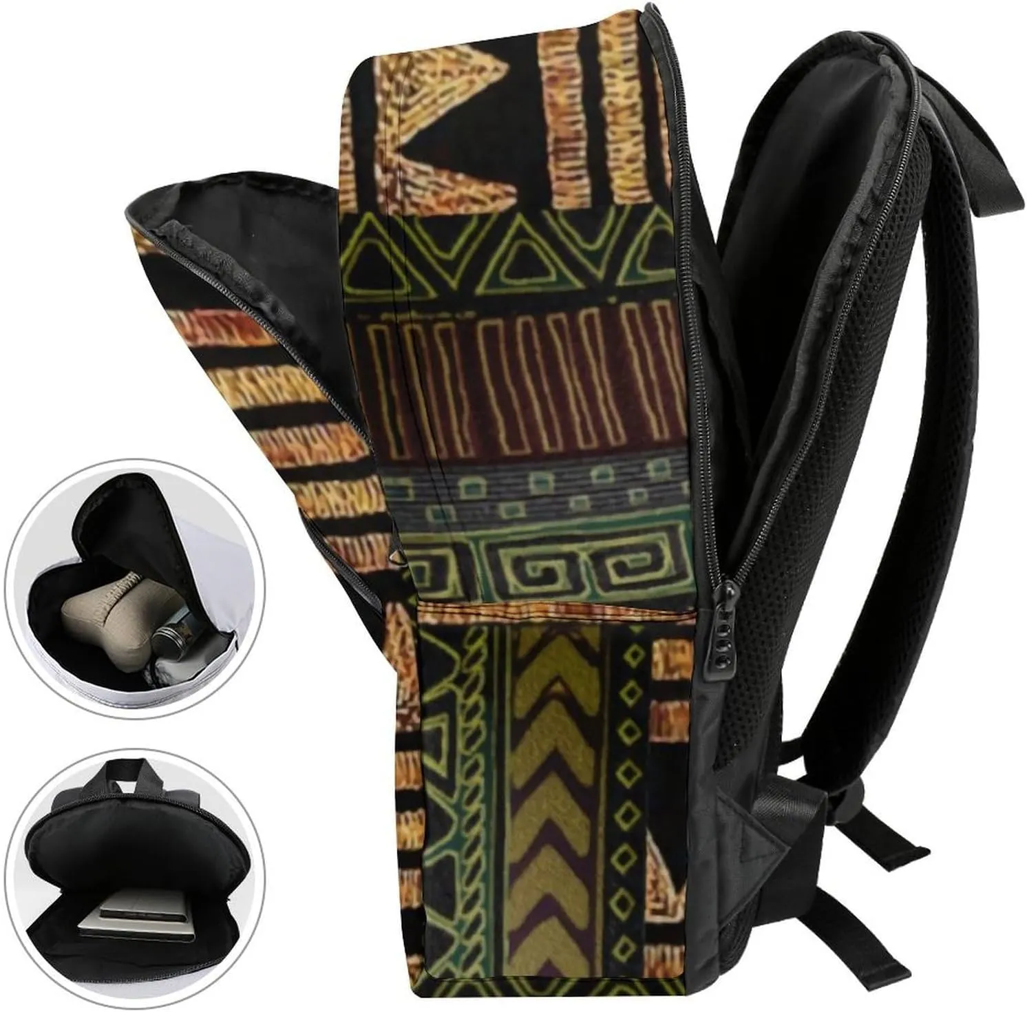 Afrocentric Tribal Motif Pattern Print Durable And Stylish Semi Full Print Backpack