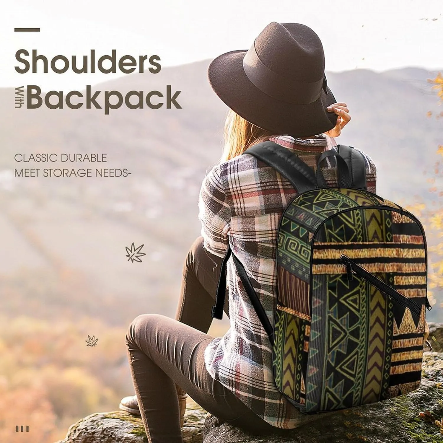 Afrocentric Tribal Motif Pattern Print Durable And Stylish Semi Full Print Backpack