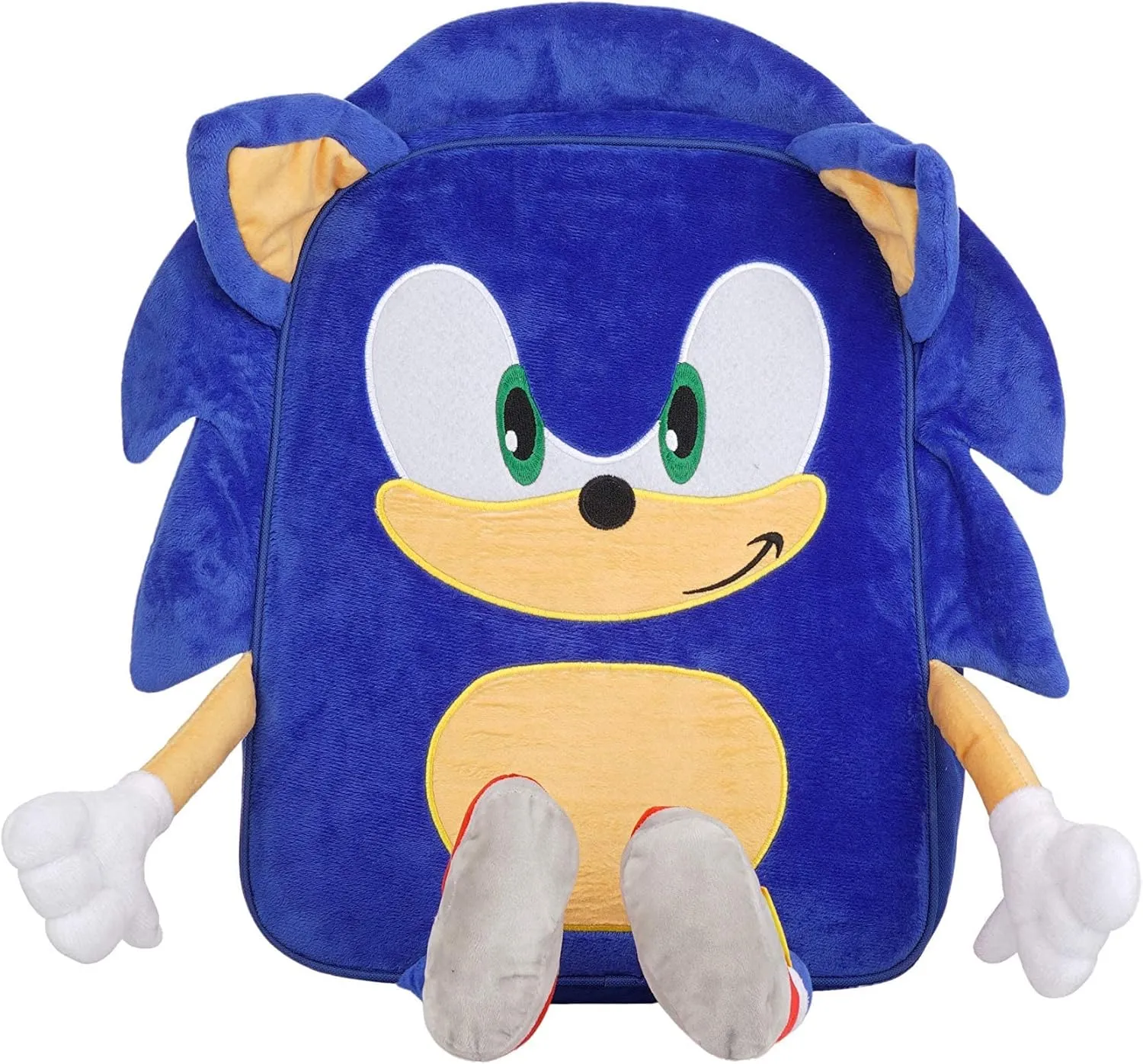 AI ACCESSORY INNOVATIONS Sonic The Hedgehog Backpack for Boys, Plush Padded Bookbag with Adjustable Shoulder Straps, Sonic Schoolbag with 3D Arms, Legs and Ears, Durable School Bag for Kids, Blue