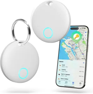 Air Tags-2 Pack GPS Tracker, Key Finder Bluetooth Luggage Tracker with Keychain, Works with Apple Find My (iOS Only), Item Locator for Key, Wallet, Suitcase, Bags, IP67 Waterproof, Battery Include