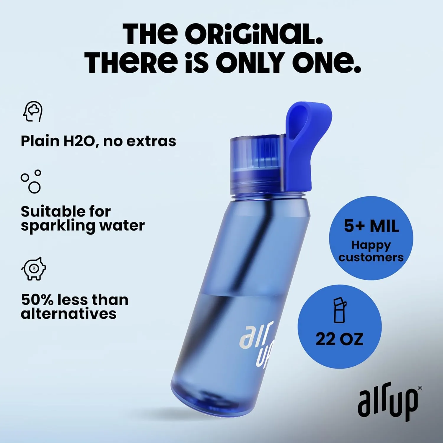 air up® water bottle (22 oz) for school, sports, gym | includes 5 scent pods & straw | flavored bottle in blue – also for kids, boys, girls | no calories, sugar-free and suitable for carbonation