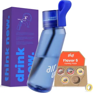 air up® water bottle (22 oz) for school, sports, gym | includes 5 scent pods & straw | flavored bottle in blue – also for kids, boys, girls | no calories, sugar-free and suitable for carbonation