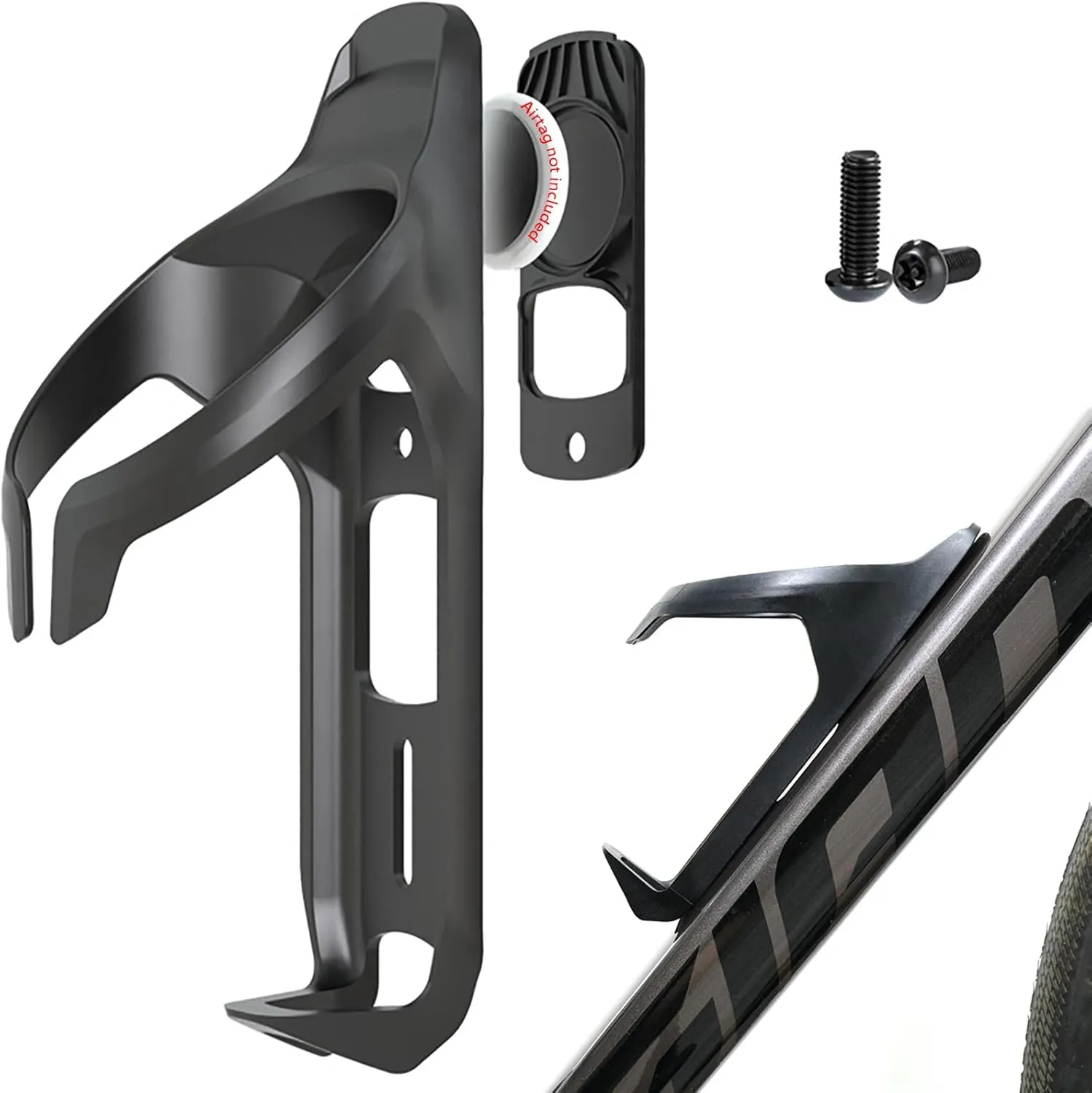 Airtag Bike Mount Hidden on Water Bottle Holder, MTB Road Bike GPS Tracker Anti-Theft, Waterproof Airtag Holder & Water Bottle Cage for All Bicycle, Stealth Conceal Durable Plastic Drink Cup Bracket