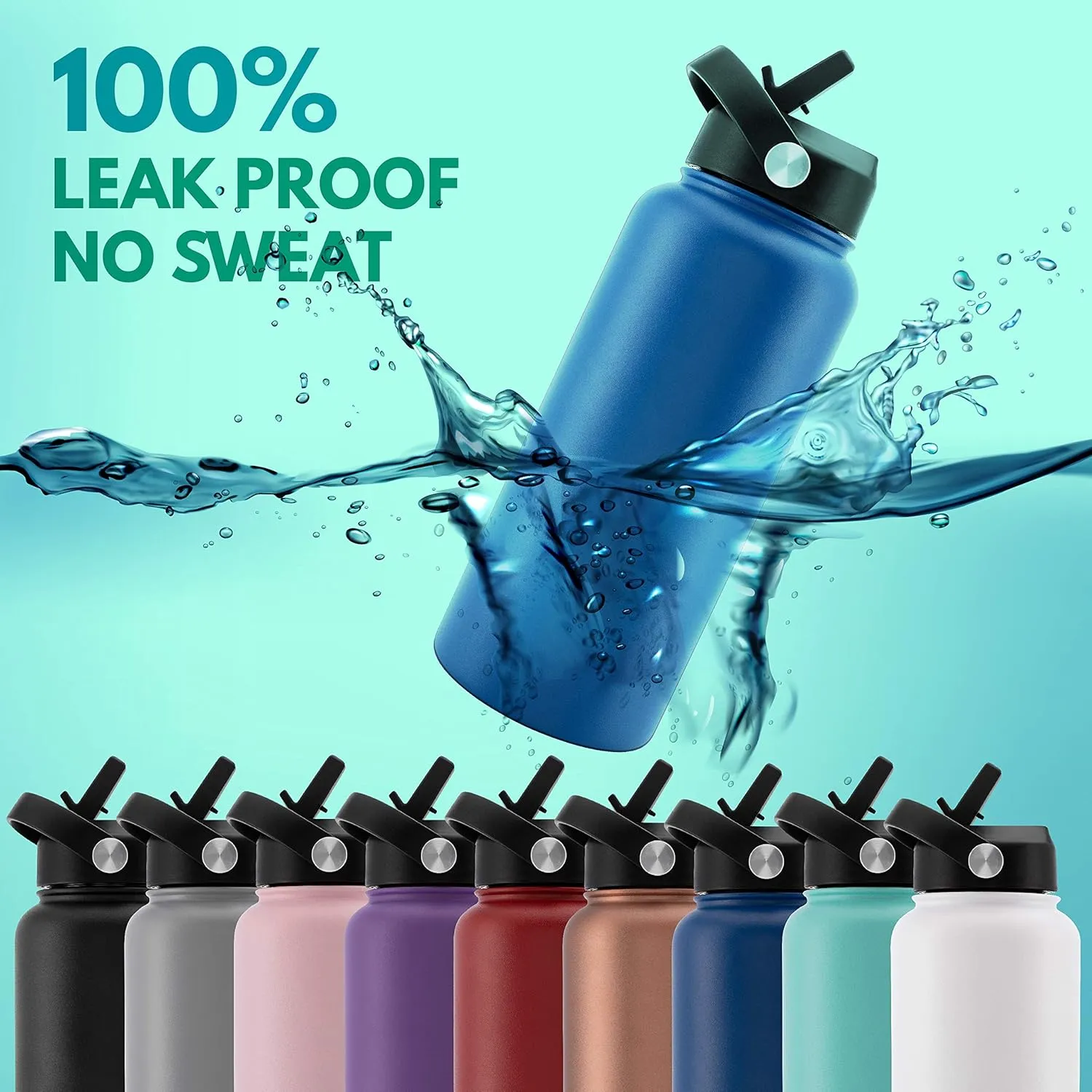 Amazing Items Personalized Water Bottle w/Straw & Lid, 40 oz - Purple | Custom Large Stainless Steel Sports Water Bottle w/Name and Text - Double-Wall, Vacuum Insulated - Rotating Handle