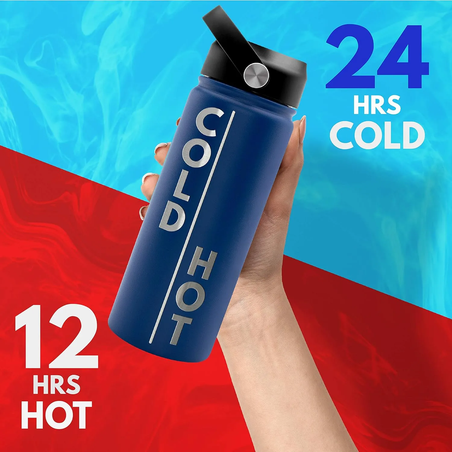 Amazing Items Personalized Water Bottle w/Straw & Lid, 40 oz - Purple | Custom Large Stainless Steel Sports Water Bottle w/Name and Text - Double-Wall, Vacuum Insulated - Rotating Handle