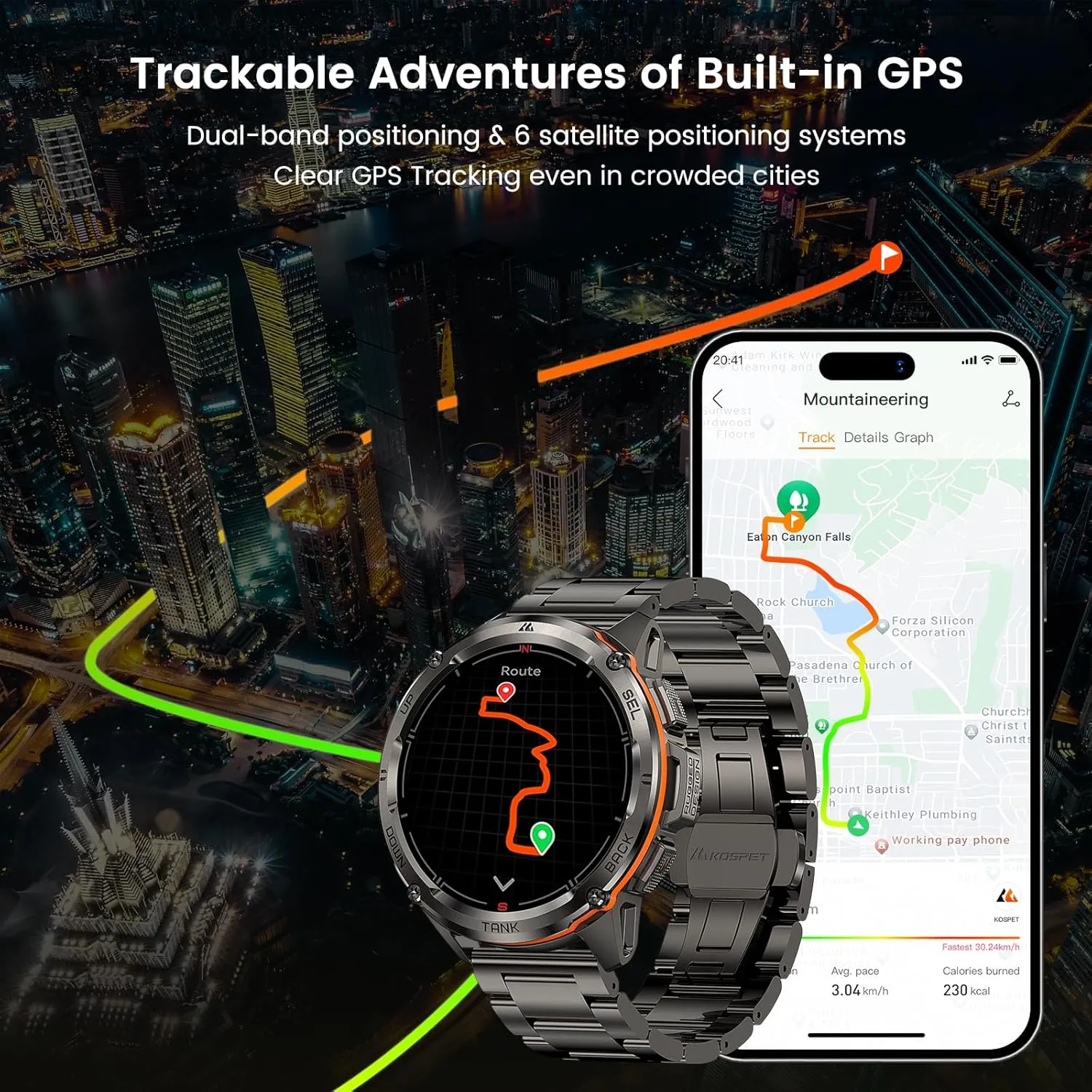 AMAZTIM GPS Smart Watch for Men, 6 Satellite Positioning, Compass, Stainless Steel Body, 50M Waterproof, 470mAh Extra-Large Battery, Answer/Make Call, 1.43" AMOLED Screen, Compatible for Android iOS