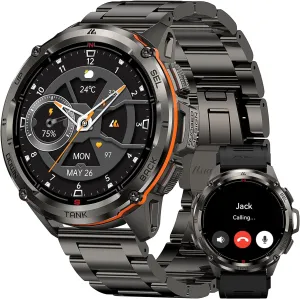 AMAZTIM GPS Smart Watch for Men, 6 Satellite Positioning, Compass, Stainless Steel Body, 50M Waterproof, 470mAh Extra-Large Battery, Answer/Make Call, 1.43" AMOLED Screen, Compatible for Android iOS