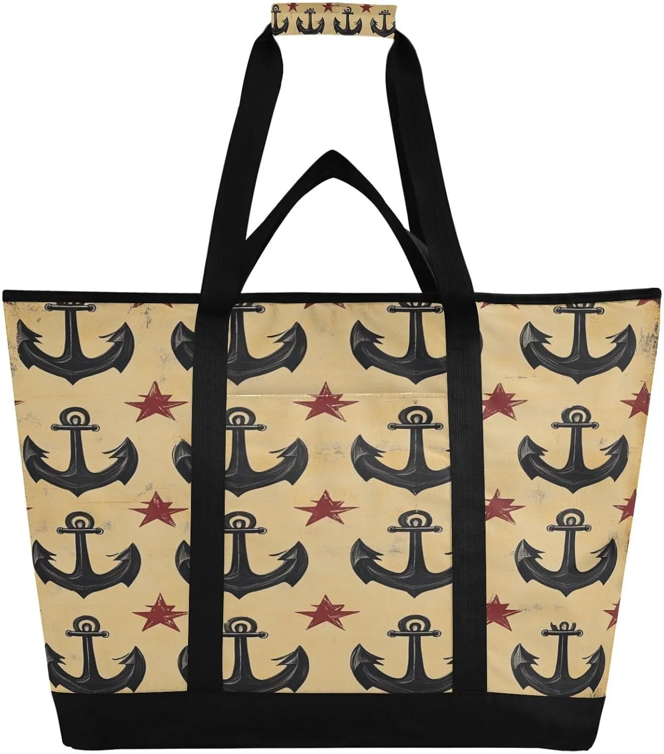 Anchor Reusable Insulated Lunchbox Cooler Bag, Leakproof Kitchen Grocery Bag Collapsible Portable Cooler Tote Bag for Picnic, Camping, Office, Travel