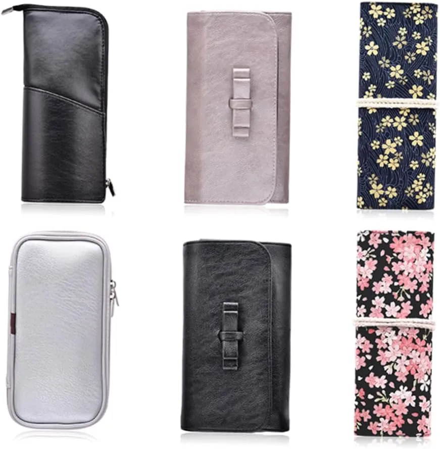 Angoily 2pcs Makeup Bag for Travel Woman Makeup Bag Cosmetic Brush Pouch Makeup Brush Purse Portable, Blackx3pcs, Mx3pcs