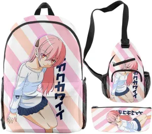 Anime Tonikawa Kawaii Backpack Tonikawa Kawaii Cosplay Daypack Rucksack Mochila 3 Pieces Girls (3)
