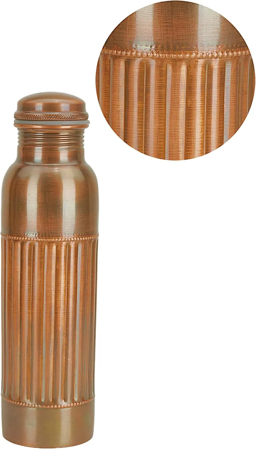 Antique Copper Water Bottle For Drinking 32 Oz Copper Vessel with Canvas Carry Bag, Large Ayurvedic Bottle for Gym,Yoga, Office, Hiking - Pack of 1, (1L/1000 ml)