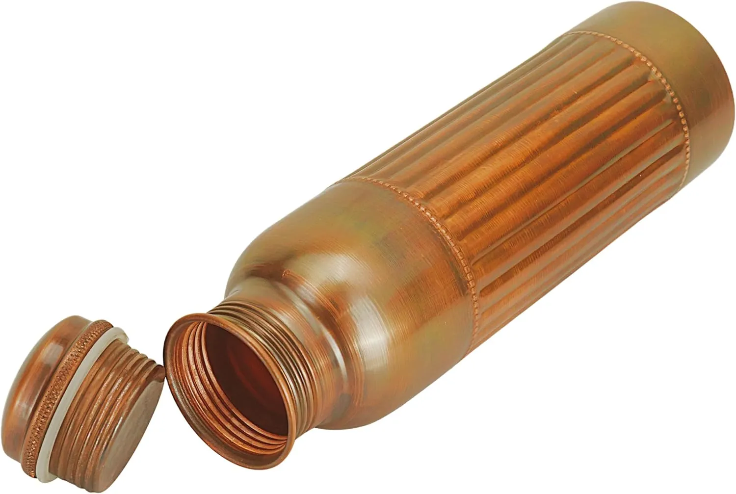 Antique Copper Water Bottle For Drinking 32 Oz Copper Vessel with Canvas Carry Bag, Large Ayurvedic Bottle for Gym,Yoga, Office, Hiking - Pack of 1, (1L/1000 ml)