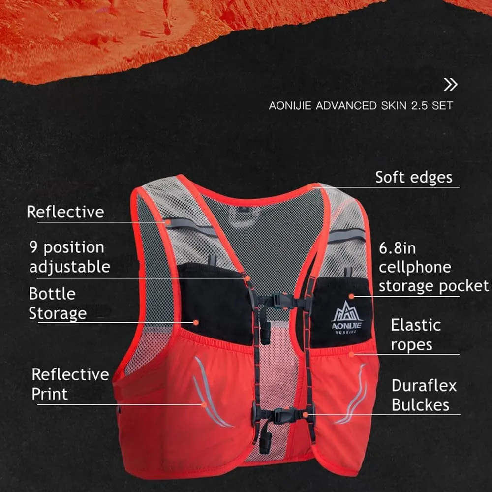 AONIJIE 2.5L Trail Running Vest for Women Men, Outdoor Lightweight Hydration Vest, Hiking Cycling Marathon Backpack with Multicompartments