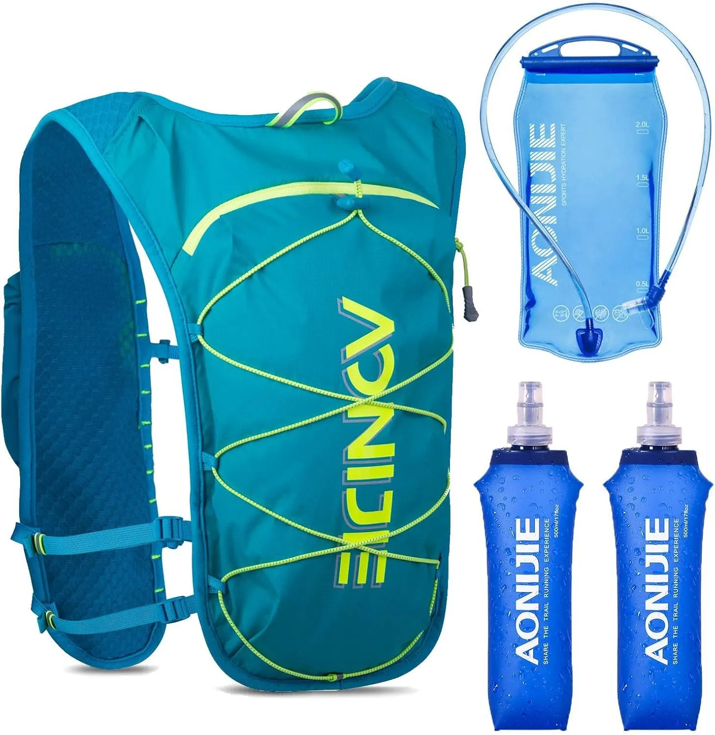 AONIJIE Waterproof and Breathable Running Hydration Vest for Women Men, 4.23oz Lightweight Hydration Vest Backpack Fits 6.8" Phones, for Hiking Cycling Race Marathon