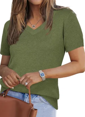 Arach&Cloz Women's Wool Blend Summer Tops Lightweight Business Casual Blouses