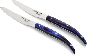 Arcos - Chef Jose Andres Knives | 2-Piece Steak Knife Set. 4 Inch Steak and Meat Knife in Nitrum Stainless Steel. Ergonomic Avant-Garde Blue Marbled Handle
