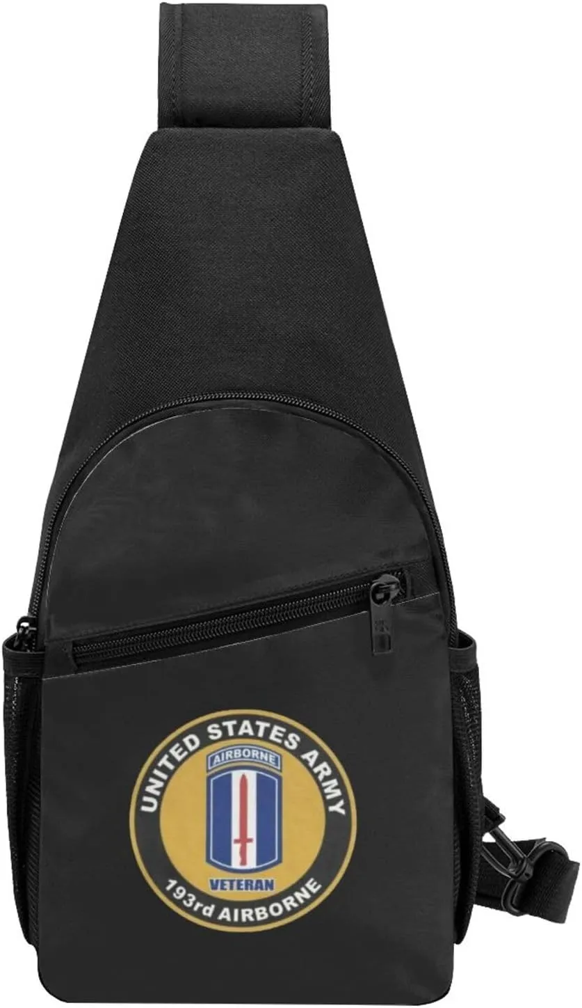 Army Us Army Veteran 193rd Airborne Division Unisex Chest Bag Lightweight Crossbody Shoulder Bag Travel Pocket