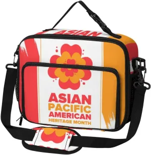 Asian American And Pacific Islander Heritage Month Lunch Bag Insulated Lunch Tote Shoulder Bag for Men Women Work Travel Picnic