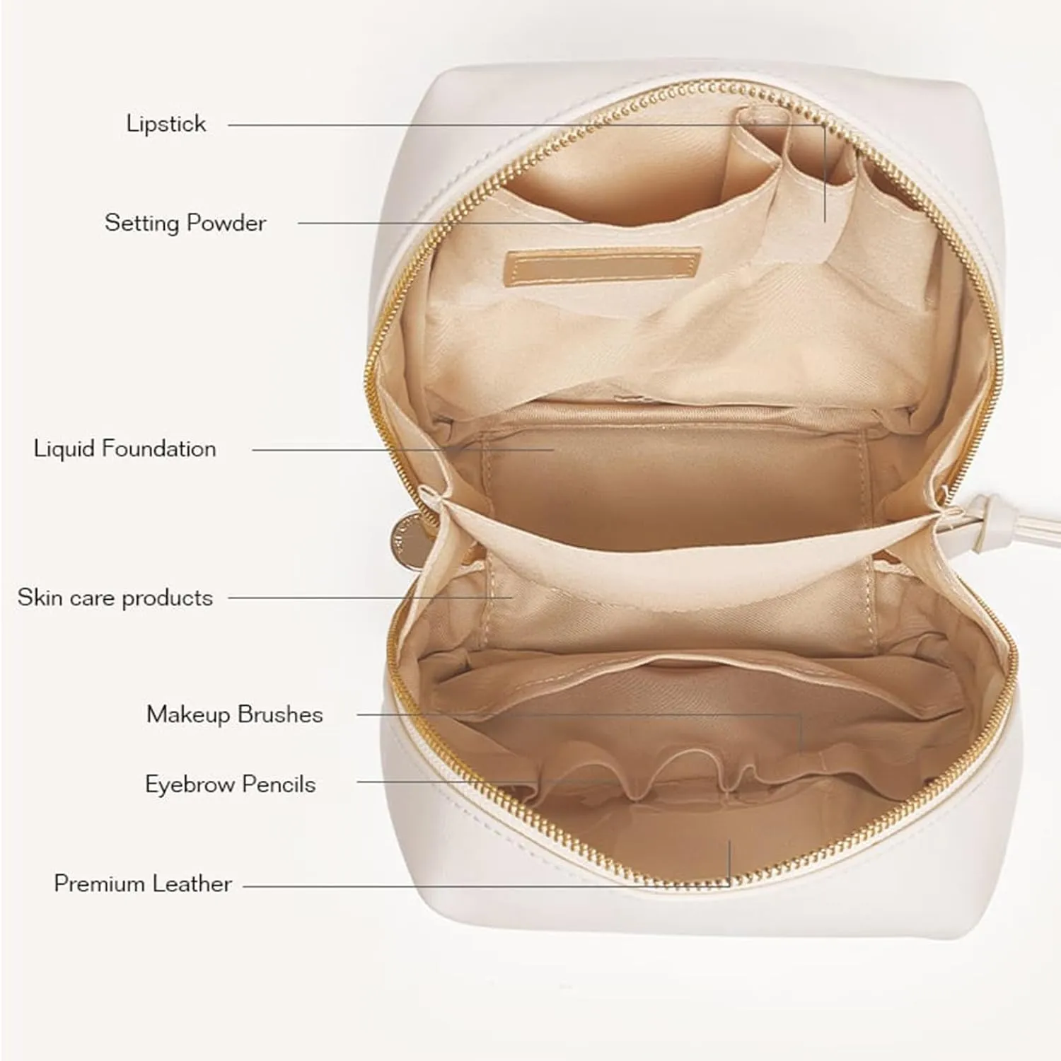 Atlodas Premium Makeup Bag, Portable Puffer Cosmetic Bag for Women with Compartments Large Capacity Travel Makeup Bag for Purse (Brown)