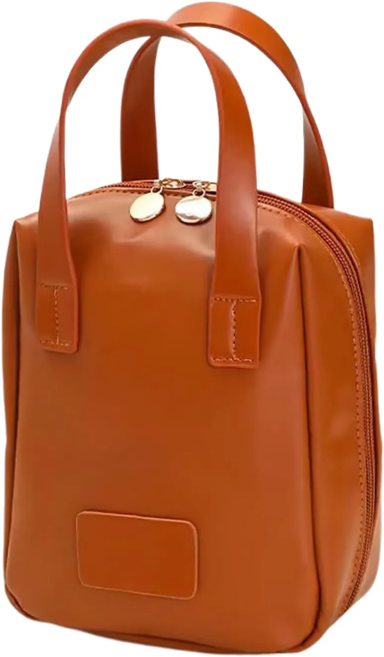 Atlodas Premium Makeup Bag, Portable Puffer Cosmetic Bag for Women with Compartments Large Capacity Travel Makeup Bag for Purse (Brown)
