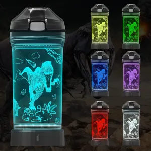 Attivolife Kids Water Bottle Light up Dinosaur, Jurassic Cup 3D Illusion Glowing Lamp-14 OZ Dino BPA Free Eco-Friendly Timer Function, Cool Unique Gifts for Boy Girl Toddler Camping