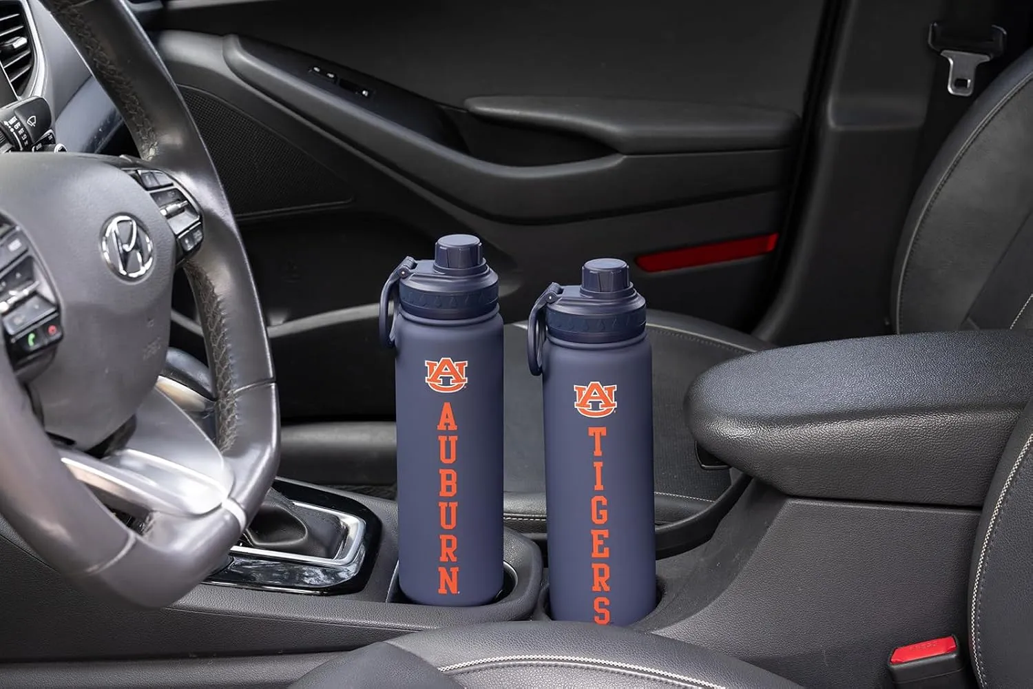 Auburn Water Bottle - Navy Blue Double Walled Stainless Steel 24 oz Keeps Drinks Cold or Hot