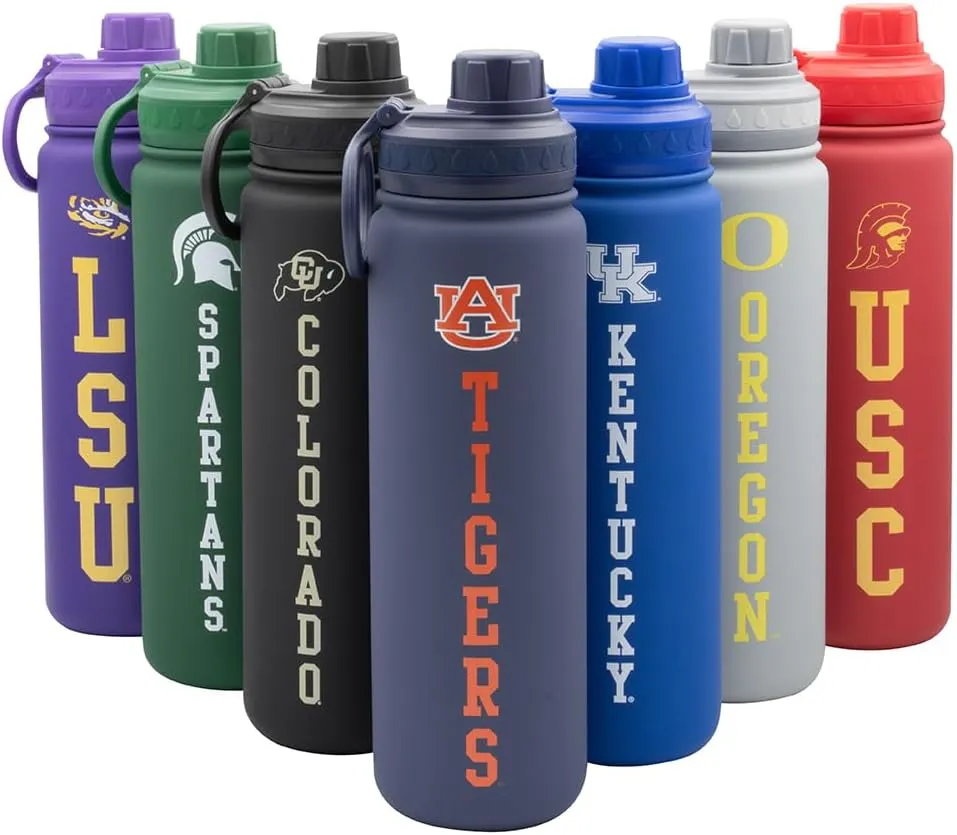 Auburn Water Bottle - Navy Blue Double Walled Stainless Steel 24 oz Keeps Drinks Cold or Hot