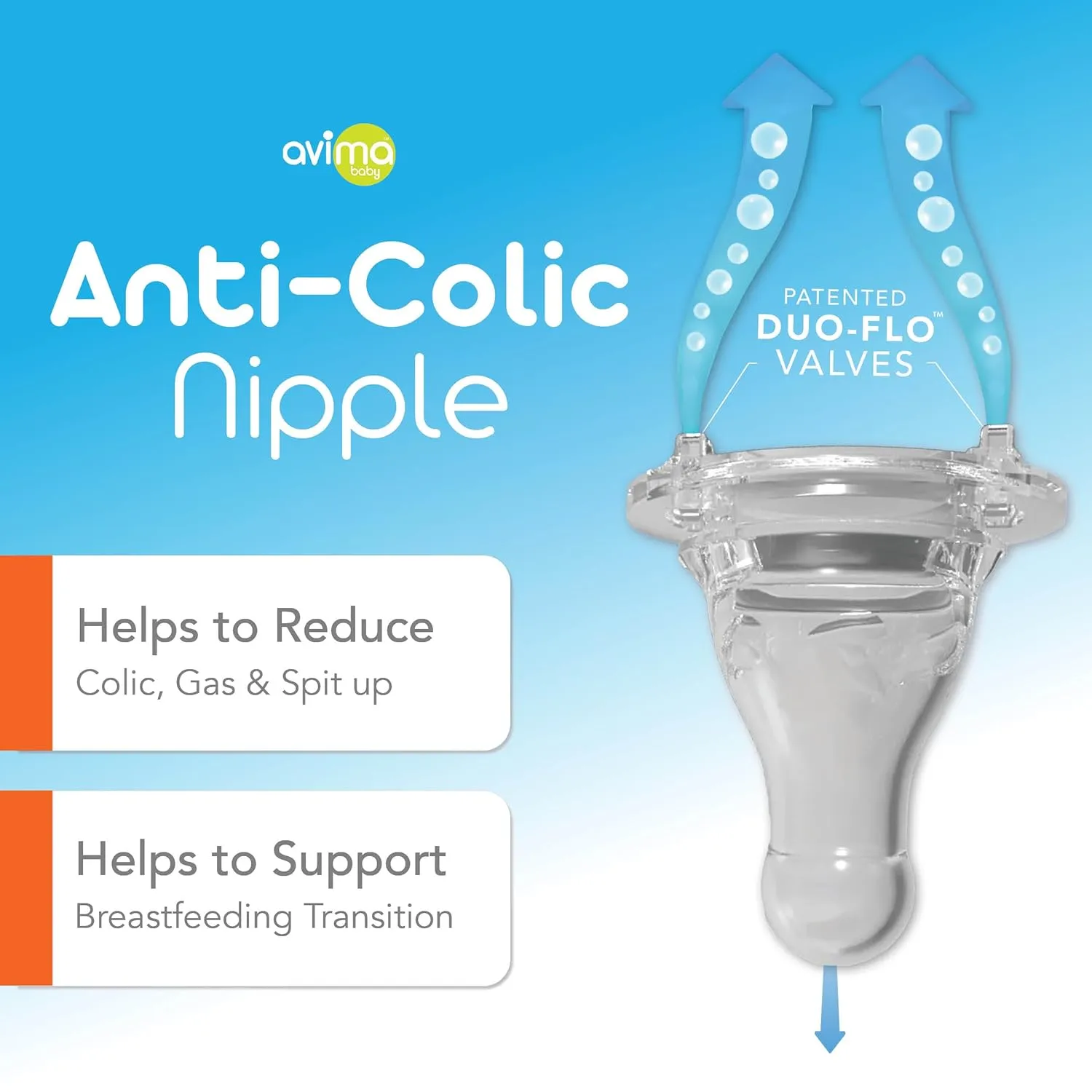 Avima Baby Anti Colic Nipples for Standard Neck Bottles, Silicone Breast Like Nipples - 3 to 6  Months, Medium Flow, Level 2 (Pack of 6)
