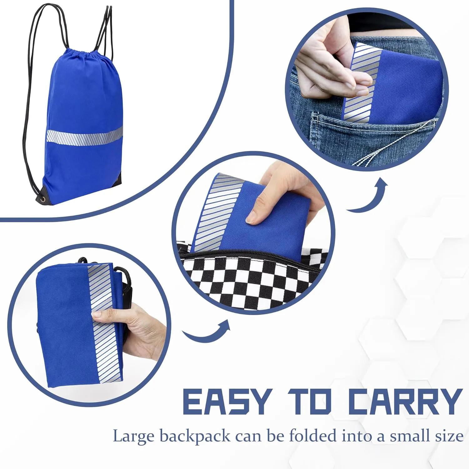 AYKRM Blue Drawstring Backpack Bag work Sackpack
