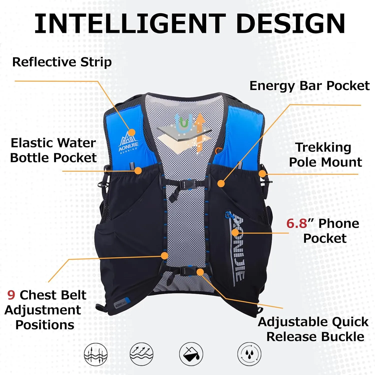 Azarxis Hydration Vest 2.5L Trail Pack Running Marathon Race Backpack Daypack for Outdoors Hiking Biking