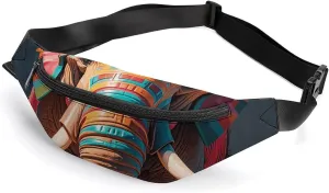 Aztec Elephant Belt Bag with Adjustable Strap, Lightweight Travel Crossbody Bags, Hands-Free Mini Fanny Packs in Running Gym