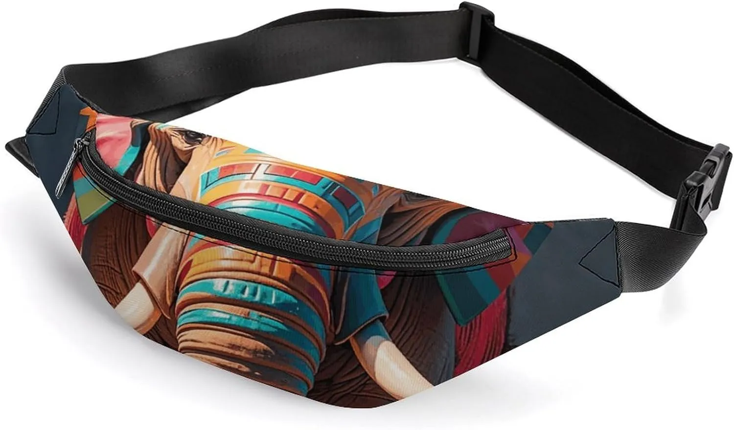 Aztec Elephant Belt Bag with Adjustable Strap, Lightweight Travel Crossbody Bags, Hands-Free Mini Fanny Packs in Running Gym