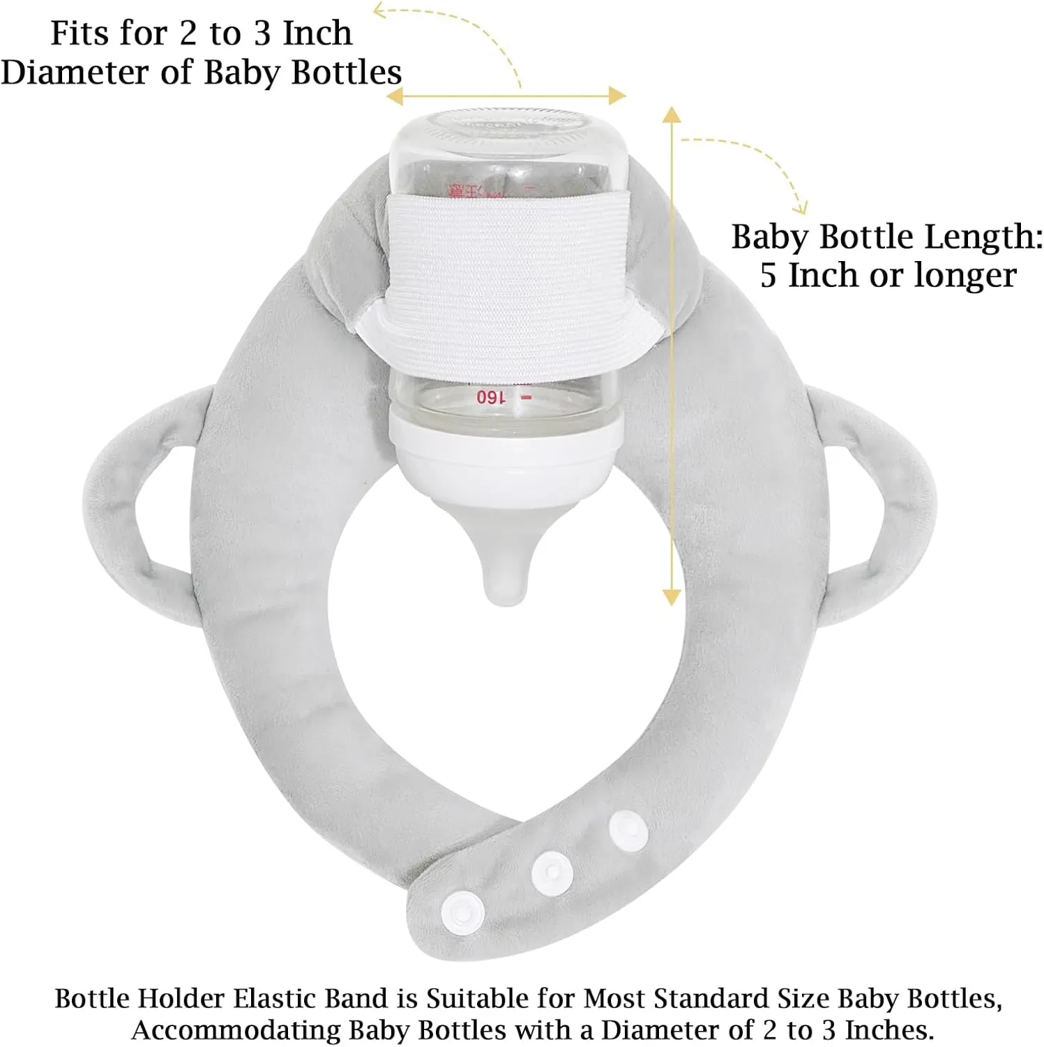 Baby Bottle Holder,Adjustable Nursing Pillow Support,Twin Feeding Pillow Bottle Holder,Newborn Essentials, Baby Essentials(Grey