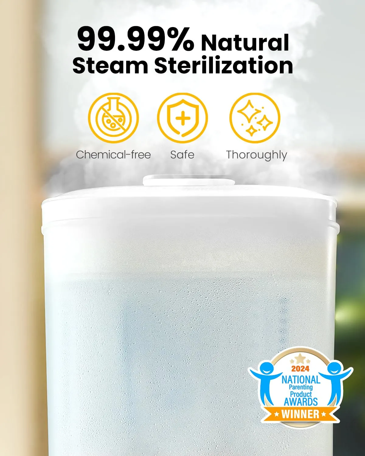 Baby Bottle Sterilizer | Esterilizador de Biberones, 6-in-1 HAUTURE Bottle Sterilizer and Dryer, Electric Steam Bottle Sanitizer for Baby Stuffs, Baby Bottles & Breast Pump Accessories