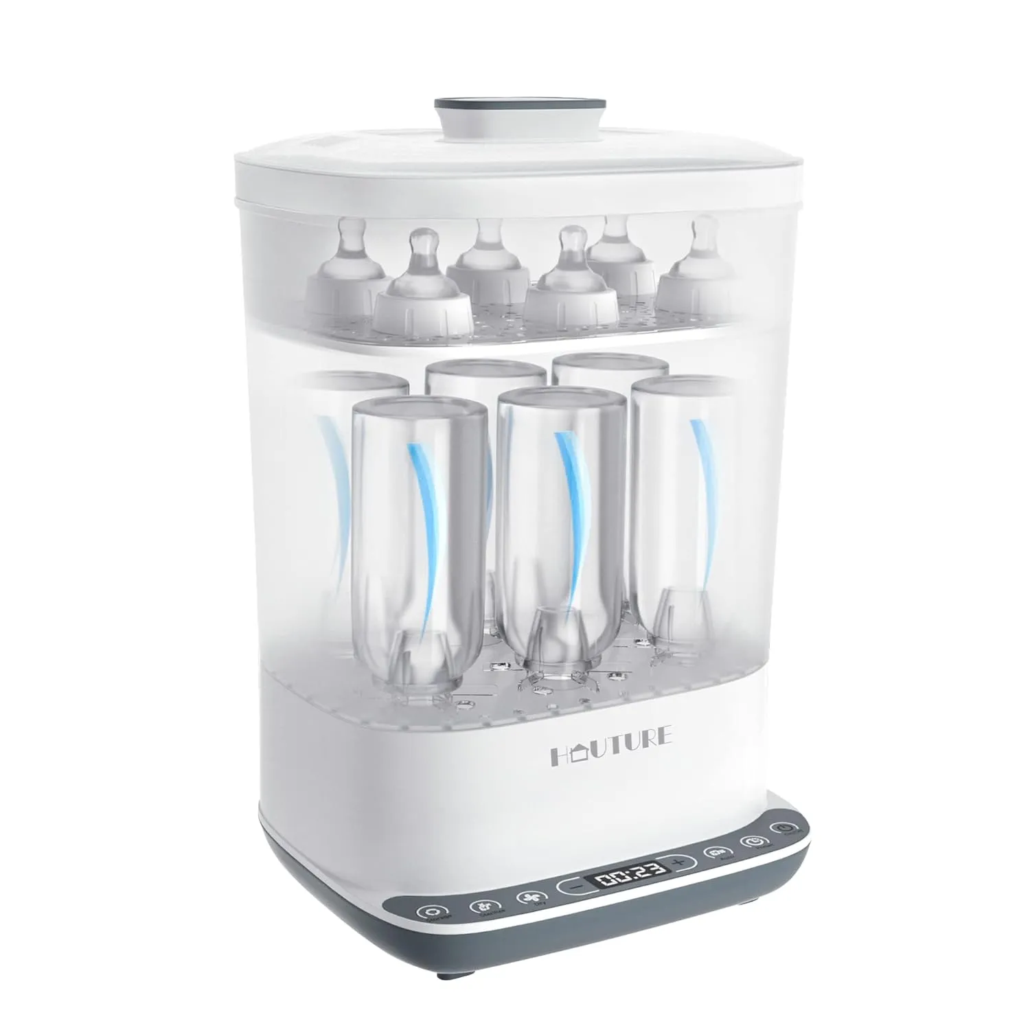 Baby Bottle Sterilizer | Esterilizador de Biberones, 6-in-1 HAUTURE Bottle Sterilizer and Dryer, Electric Steam Bottle Sanitizer for Baby Stuffs, Baby Bottles & Breast Pump Accessories