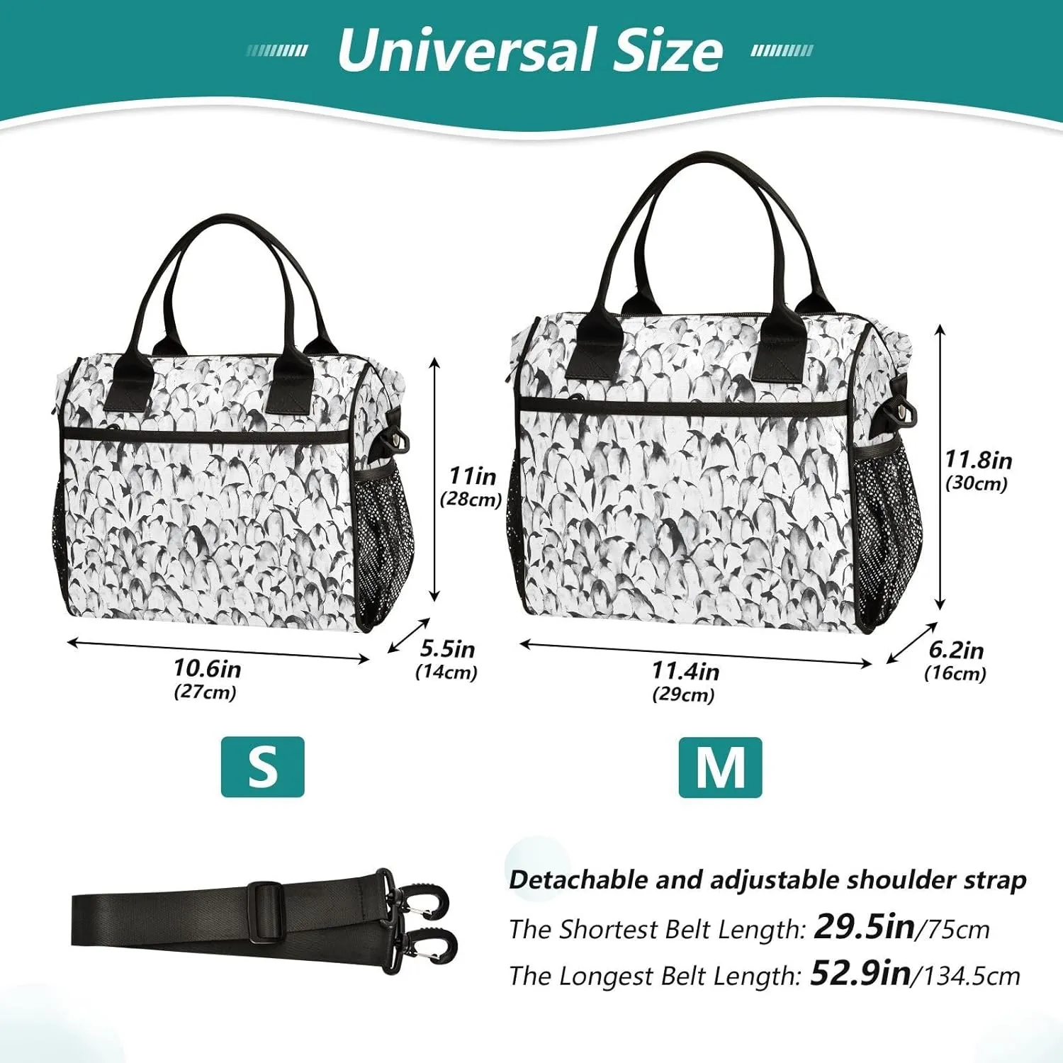 Baby Emperor Penguin Lunch Bag Insulated Lunch Box for Women Men Cooler Bag Leakproof Reusable Lunch Tote Bag with Shoulder Strap Work Picnic