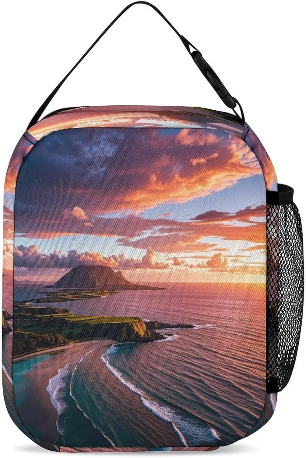 Backpack Lunch Bag Pencil Pouch Set, Hawaiian Sunset Print Lightweight & Durable 3-Piece Combo Ideal for Work, And Travel