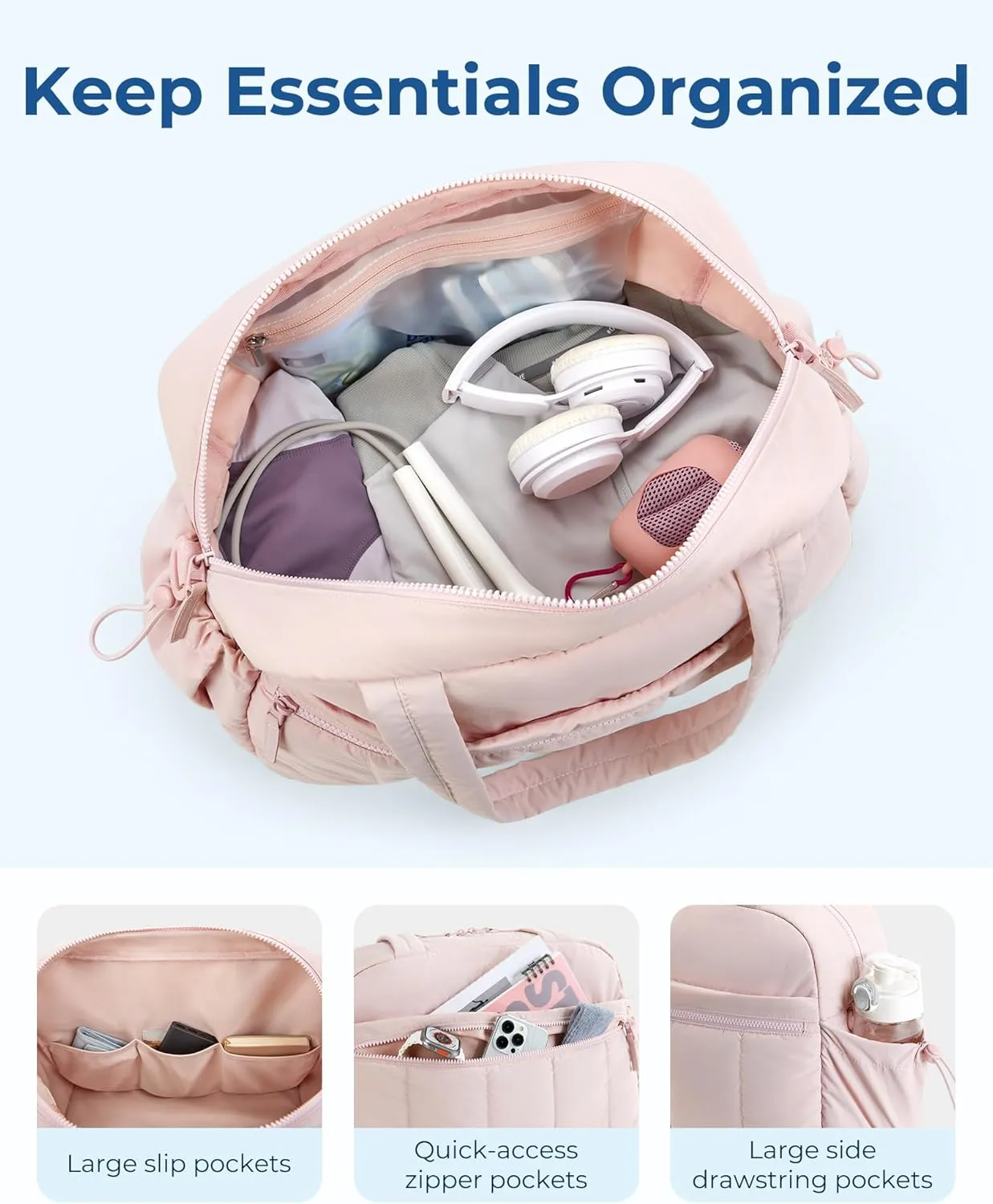 BAGSMART Gym Bag for Women, Duffle Bag for Travel with Wet Pocket, Lightweight Carry on Weekender Duffel, Water Resistant
