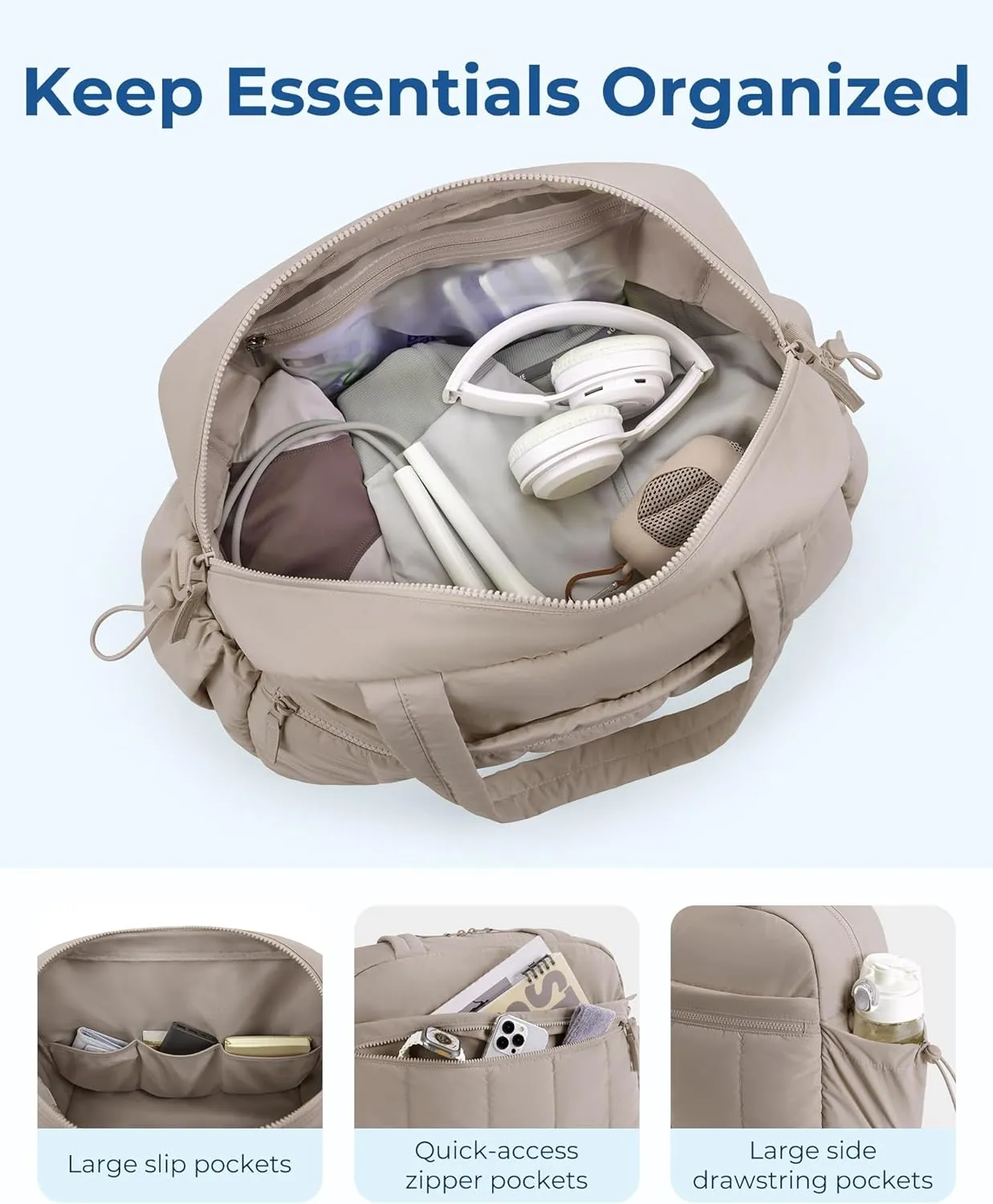 BAGSMART Gym Bag for Women, Duffle Bag for Travel with Wet Pocket, Lightweight Carry on Weekender Duffel, Water Resistant