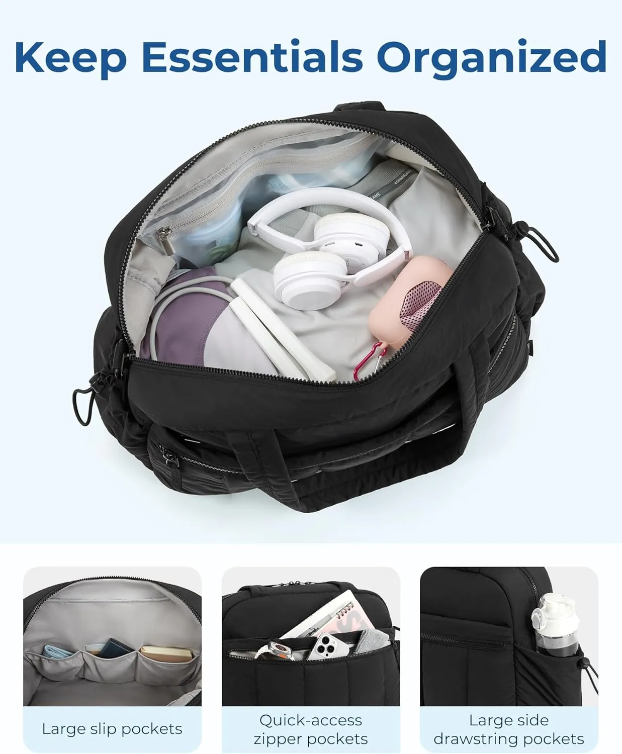 BAGSMART Gym Bag for Women, Duffle Bag for Travel with Wet Pocket, Lightweight Carry on Weekender Duffel, Water Resistant
